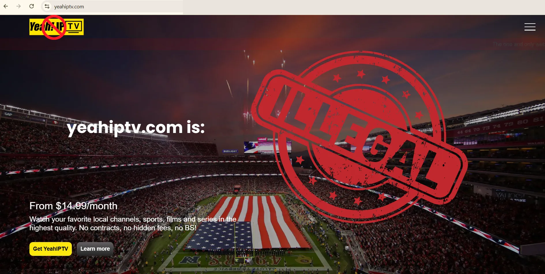 YeahIPTV.com is illegal